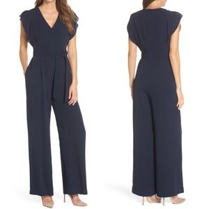 COPY - Eliza J Blue Flutter Sleeve Crepe Wide Leg Romper/Jumpsuit Size 2